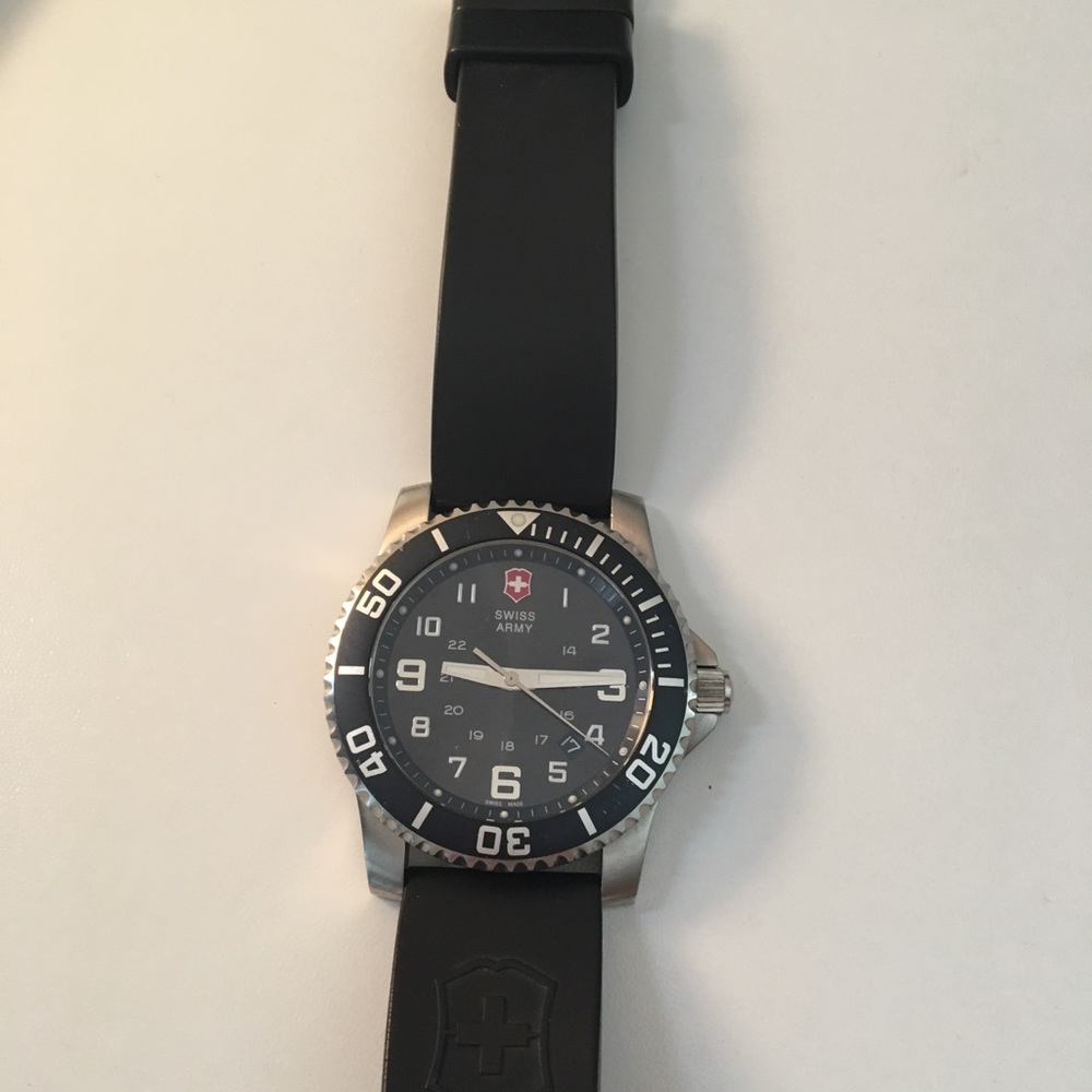 Swiss army men’s watch black rubberized band